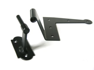 view of pintles and straps for exterior shutter hinges