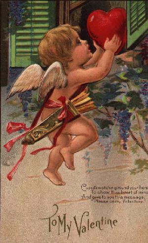 Cupid's watching round your home to show this heart of mine and give to you this message, please be my Valentine. Cupid's watching round your home to show this heart of mine and give to you this message, please be my Valentine.