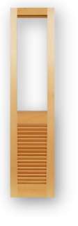 Style # 6021 - Wood closet door with opening for fabric over fixed 1.7/8" Traditional louvers - Tapered louvers.