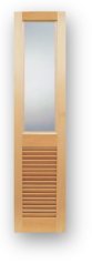 Style # 6021 - Wood closet door with opening for fabric over fixed 1.7/8" Traditional louvers - Tapered louvers and trim to hold glass or a mirror are available as an option.