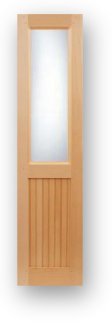 Style # 6070 - Wood closet door with opening for fabric over Bead Board - trim (shown) to hold glass or a mirror are available as an option.
