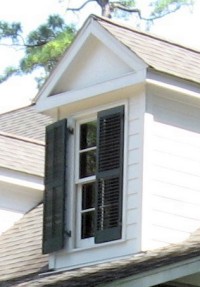 exterior shutters on a gable window