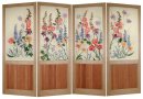 Folding screen / room divider with hand printed fabric inserts.
