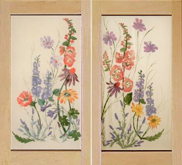 Fabric Shutters with optinoal hand printed, Cottage Garden fabric insert