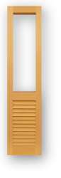 Closet door with opening for fabric over fixed 2.1/2" Plantation louvers.