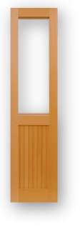 Style # 6070 - Wood closet door with opening for fabric over Bead Board - trim (shown) to hold glass or a mirror are available as an option.