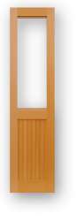 Closet door with opening for fabric over bead board.