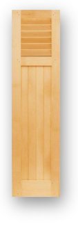 Style # 6162 - Wood closet door with a 12" tall section of fixed 2.1/2" Plantation louvers over Tongue and Groove - Tapered louvers are available as an option.