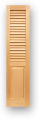Closet door with fixed 2.1/2" Plantation louvers over a Colonial raised panel.