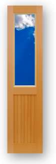 Style # 6570 - Wood closet door with opening for glass or mirror insert over Bead Board.