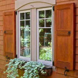 Stained Flat Panel Exterior Shutters